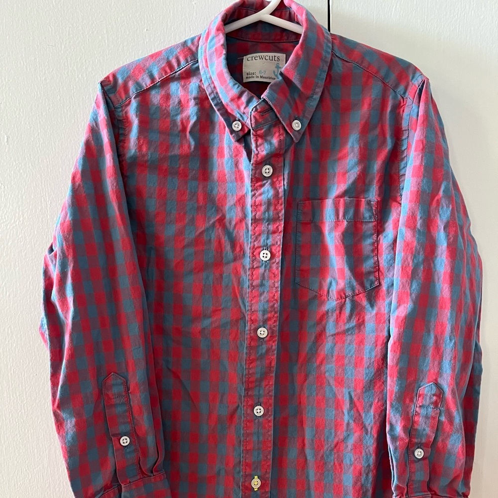 🎉 SALE J Crew Crewcuts Gingham Plaid Button Down Shirt